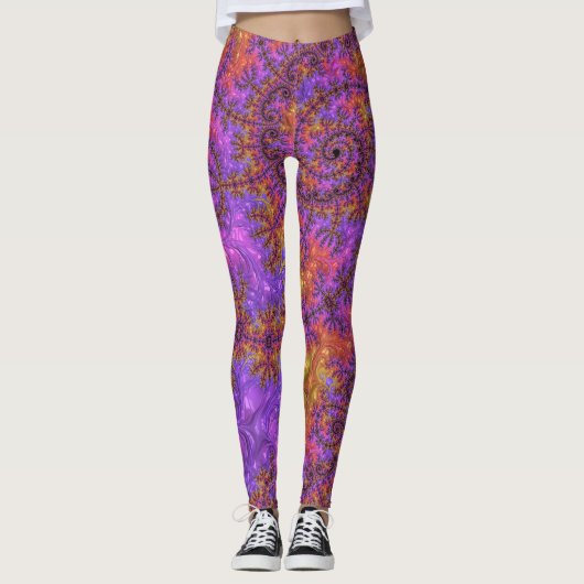 Funky Trippy Kleurrijke Levendige Spiraalvormige F Leggings (Voorkant)