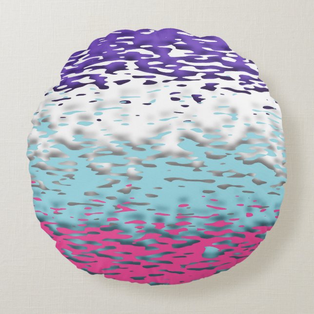 Funky Trippy Ripply Groovy Multiseksuele Pride Vla Rond Kussen (Voorkant)