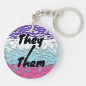 Funky Trippy Ripply Groovy Multiseksuele Pride Vla Sleutelhanger (Achterkant)