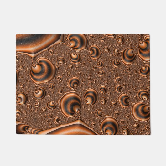 Funky Trippy Spiraling Oranje Black Fractal Art Deurmat (Voorkant)