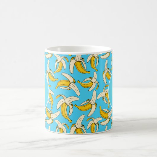 Funky Tropical Banana Pattern Monogram Fruit Print Koffiemok (Center)