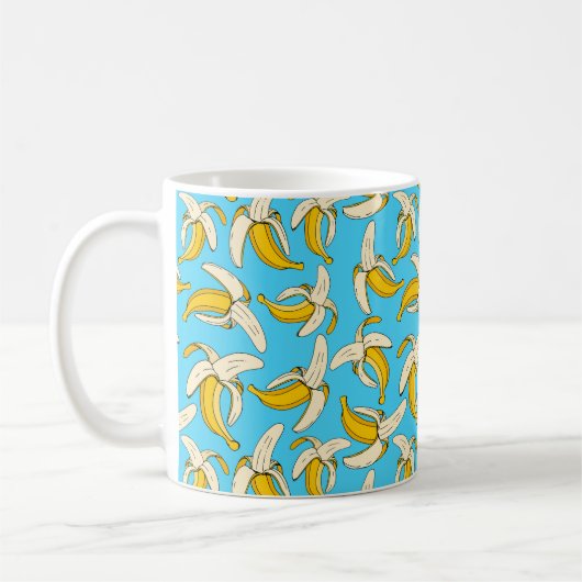 Funky Tropical Banana Pattern Trendy Fruit Print Koffiemok (Links)