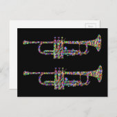 Funky trumpet muziekinstrument briefkaart (Voorkant / Achterkant)