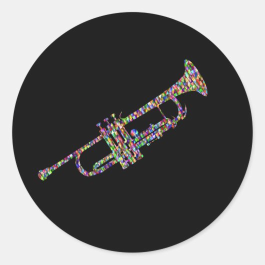 Funky trumpet muziekinstrument ronde sticker (Voorkant)