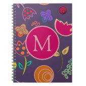 Funky Tulip Pattern Purple Monogram Notitieboek (Voorkant)