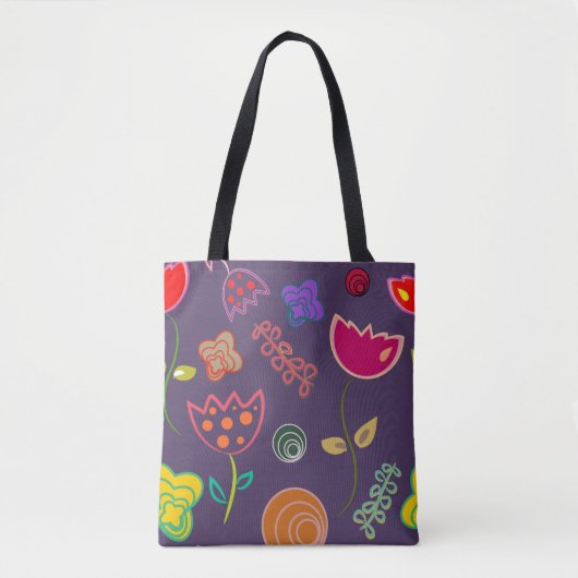 Funky Tulip Pattern Purple Tote Bag (Voorkant)