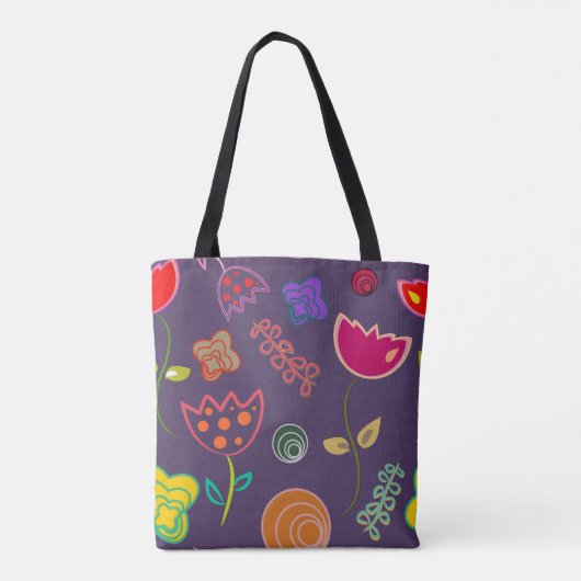 Funky Tulip Pattern Purple Tote Bag (Achterkant)