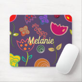 Funky Tulp Paars Patroon Persoonlijk Muismat (Met muis)