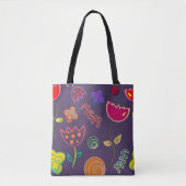 Funky Tulp Patroon Paars Tote Bag (Voorkant)