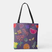 Funky Tulp Patroon Paars Tote Bag (Achterkant)