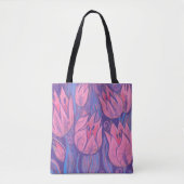 Funky Tulps Spring Flowers Floral Pastel Painting Tote Bag (Voorkant)