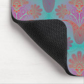 funky turquoise en magenta damask muismat (Hoek)