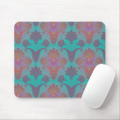 funky turquoise en magenta damask muismat (Met muis)