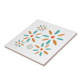 Funky Turquoise en Oranje mid Mod Retro Flowers Tegeltje (Zijkant)