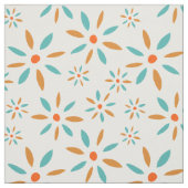 Funky turquoise en Oranje retro bloemen Stof (Swatch)