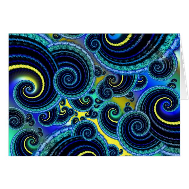 Funky Turquoise en Yellow Swirl Pattern (Voorkant Horizontaal)