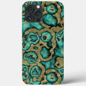 Funky Turquoise Green Faux Gold Swirls Art Pattern Case-Mate iPhone Case (Achterkant)