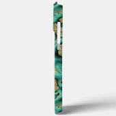 Funky Turquoise Green Faux Gold Swirls Art Pattern Case-Mate iPhone Case (Achterkant / Links)