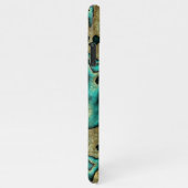 Funky Turquoise Green Faux Gold Swirls Art Pattern iPhone Hoesje (Rechterkant)