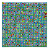 Funky Turquoise Textured Mosaic Tiles Pattern Foto Afdruk (Voorkant)