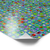 Funky Turquoise Textured Mosaic Tiles Pattern Foto Afdruk (Hoek)