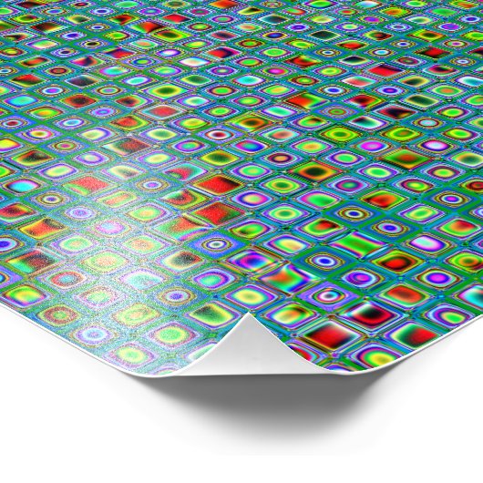 Funky Turquoise Textured Mosaic Tiles Pattern Foto Afdruk (Hoek)