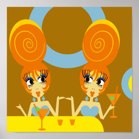 Funky Twins Pop Art Poster (Voorkant)
