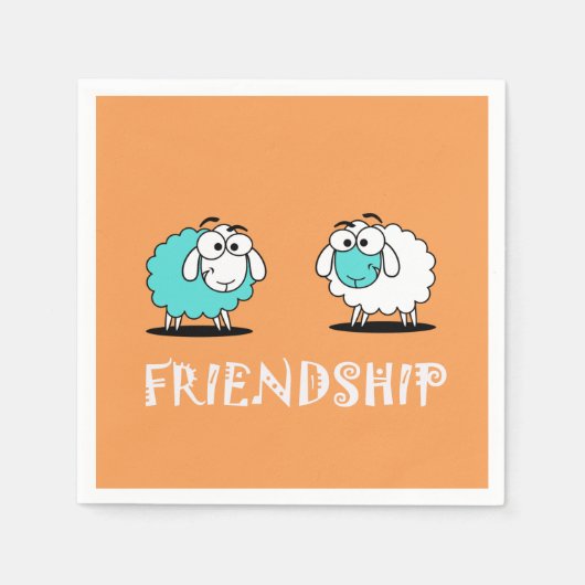 Funky Two Sheep Vriendschaps Papier Servet (Voorkant)