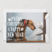 Funky Type Dog Cat | Vakantieknopkaart Feestdagenkaart (Voorkant)