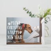 Funky Type Dog Cat | Vakantieknopkaart Feestdagenkaart (Staand voorkant)