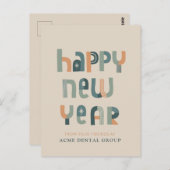 Funky Typografie Happy New Year briefkaart (Voorkant / Achterkant)