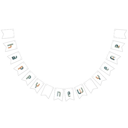 Funky Typografie Happy Nieuwjaarsdesign Vlaggetjes (Alle)