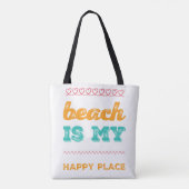 Funky typography Beach is mijn gelukkige plek Tote Bag (Achterkant)