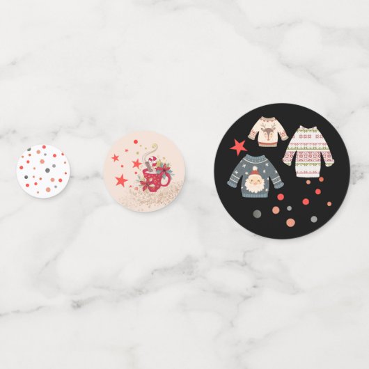 Funky Typography Ugly Sweater Hot Chocolate Confetti (Achterkanten)