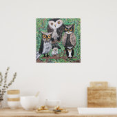 Funky Uilen Acryl Kunst Poster (Keuken)