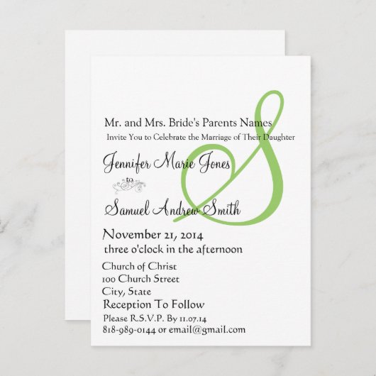 Funky UpBeat Modern Monogram Wedding Uitnodiging (Voorkant / Achterkant)