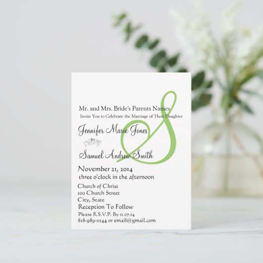 Funky UpBeat Modern Monogram Wedding Uitnodiging (Staand voorkant)