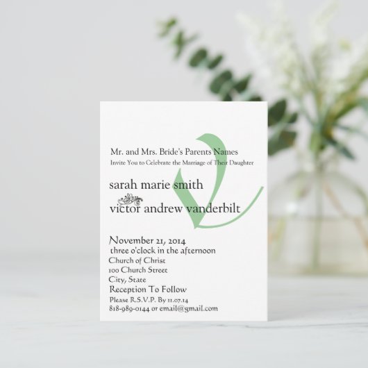 Funky UpBeat Modern Monogram Wedding Uitnodiging (Staand voorkant)