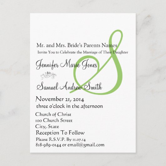 Funky UpBeat Modern Monogram Wedding Uitnodiging Briefkaart (Voorkant)
