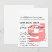 Funky UpBeat Modern Monogram Wedding Uitnodiging Briefkaart (Voorkant / Achterkant)