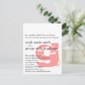 Funky UpBeat Modern Monogram Wedding Uitnodiging Briefkaart (Staand voorkant)