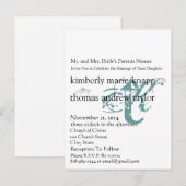 Funky UpBeat Modern Monogram Wedding Uitnodiging Briefkaart (Voorkant / Achterkant)