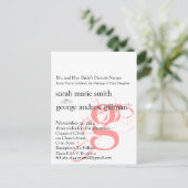 Funky UpBeat Modern Monogram Wedding Uitnodiging Briefkaart (Staand voorkant)
