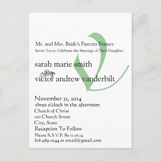 Funky UpBeat Modern Monogram Wedding Uitnodiging Briefkaart (Voorkant)