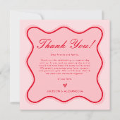 Funky Valentijn foto rood en roze bruiloft Bedankkaart (Voorkant)