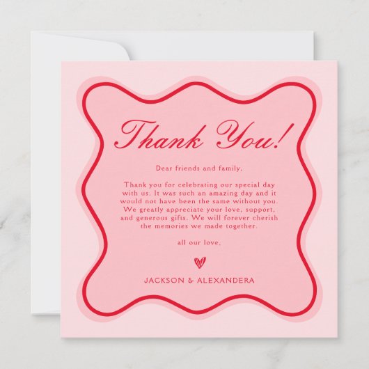 Funky Valentijn foto rood en roze bruiloft Bedankkaart (Voorkant)