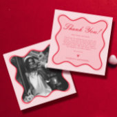 Funky Valentijn foto rood en roze bruiloft Bedankkaart