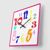 Funky, veelkleurige getallen met een te grote groo vierkante klok (Hoek)