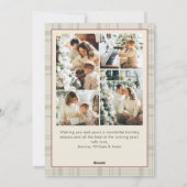 Funky Velvet Christmas Boho Red Bow 5 Photo Feestdagenkaart (Achterkant)