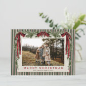 Funky Velvet Christmas Boho Red Bow 6 Photo Feestdagenkaart (Staand voorkant)